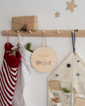 Load image into Gallery viewer, Wooden Merry &amp; Bright Christmas Wall Hanging
