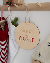 Load image into Gallery viewer, Wooden Merry &amp; Bright Christmas Wall Hanging
